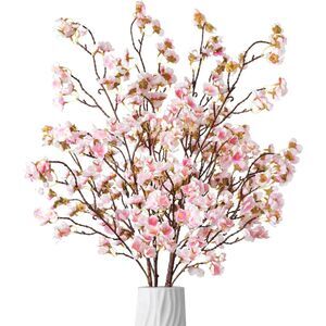 4 Pcs Silk Cherry Blossom Flower Branches Bouquet for Home Centerpieces Decor